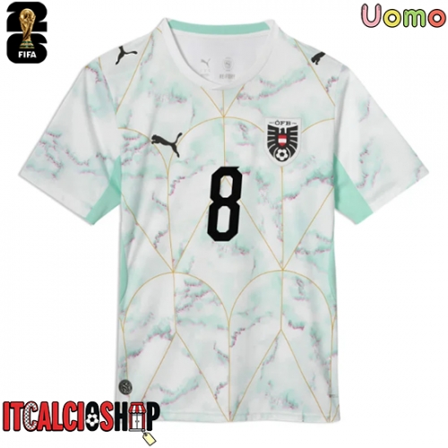 Austria David Alaba #8 Seconda Maglia Mondiali 2026 Manica Corta